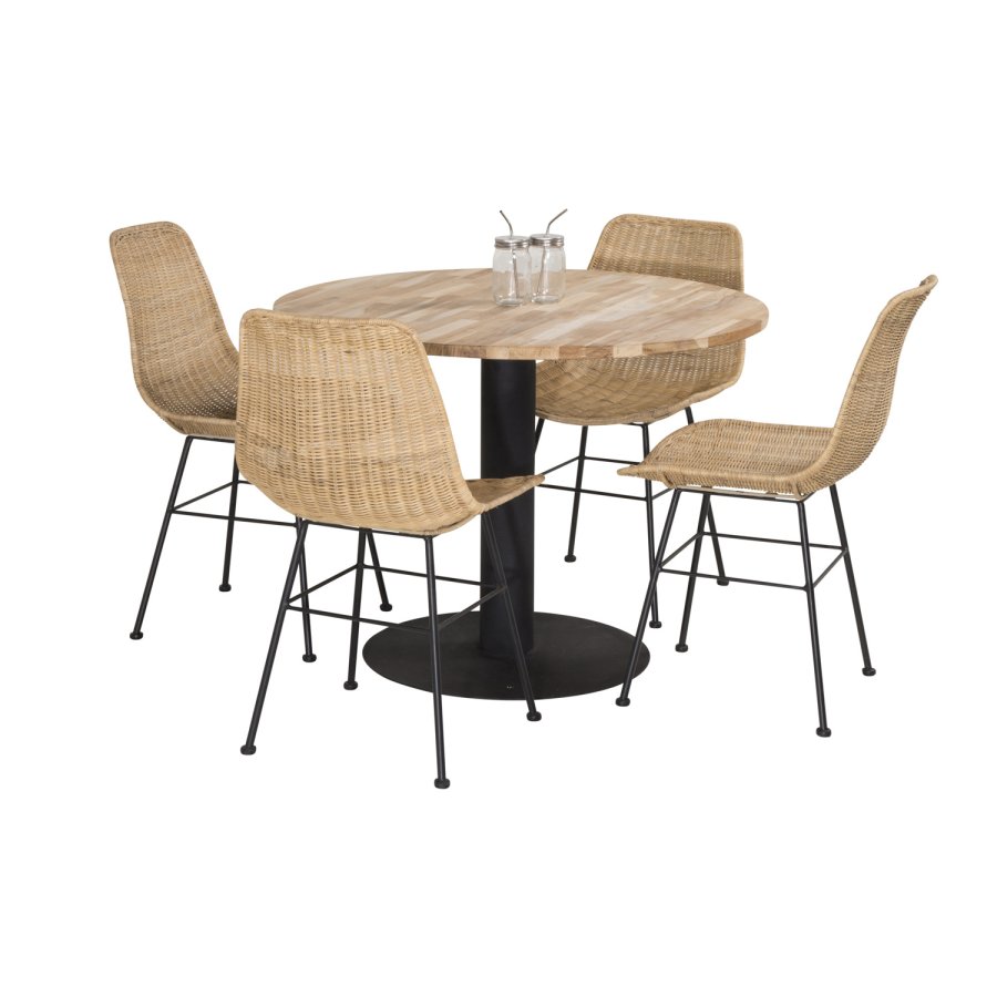 VENTURE DESIGN Cirebon spisebord - natur teaktr og sort metal (100)