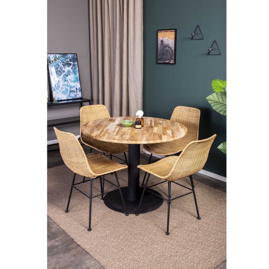 VENTURE DESIGN Cirebon spisebord - natur teaktr og sort metal (100)