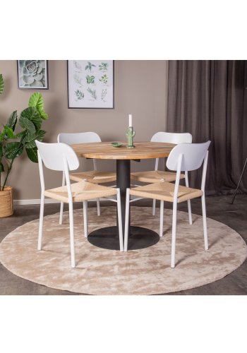 VENTURE DESIGN Cirebon spisebord - natur teaktr og sort metal (100)