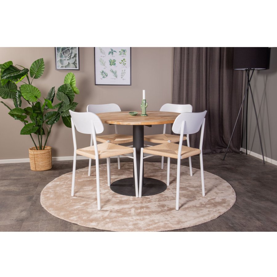 VENTURE DESIGN Cirebon spisebord - natur teaktr og sort metal (100)