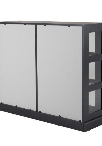 VENTURE DESIGN Lock Low sknk, m. 2 skydelger - glas, lysegr og sort MDF (120x40)