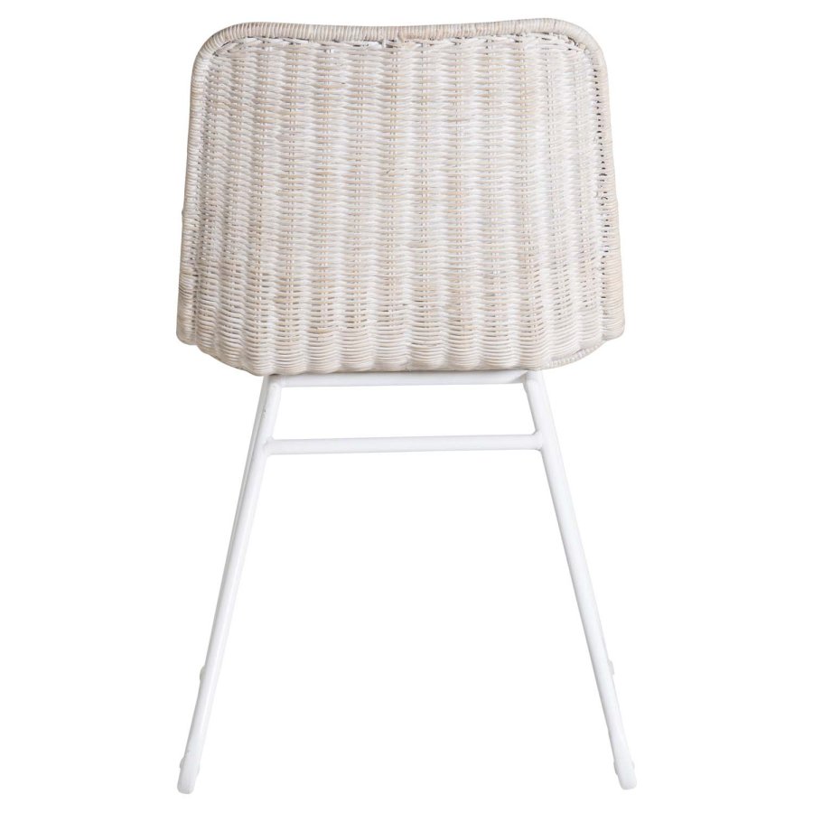 VENTURE DESIGN Cirebon spisebordsstol - hvidvasket natur rattan og hvid metal