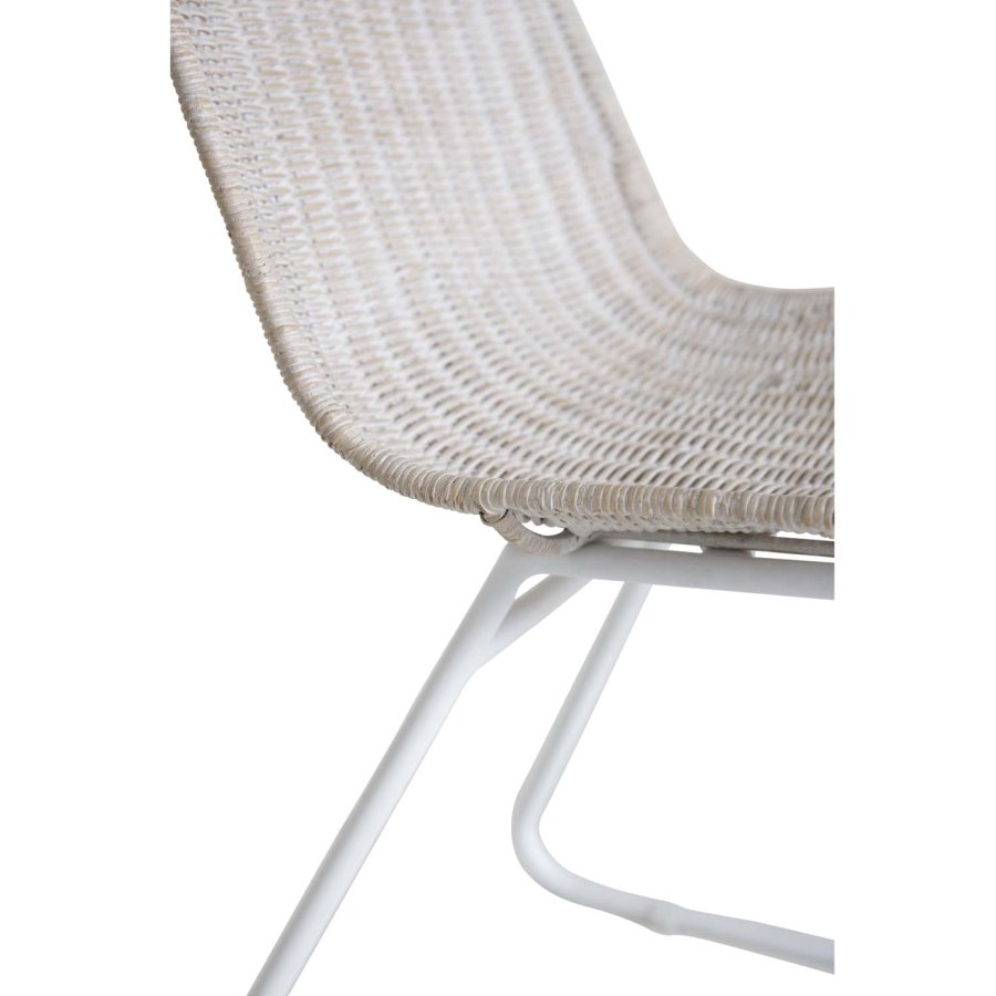 VENTURE DESIGN Cirebon spisebordsstol - hvidvasket natur rattan og hvid metal