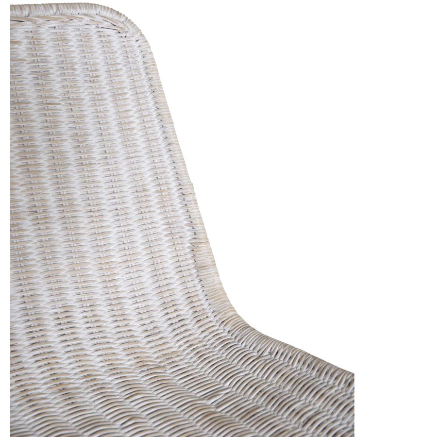 VENTURE DESIGN Cirebon spisebordsstol - hvidvasket natur rattan og hvid metal