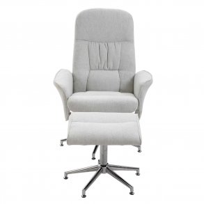VENTURE DESIGN Rolf recliner lnestol, m. fodskammel - gr polyester og krom metal