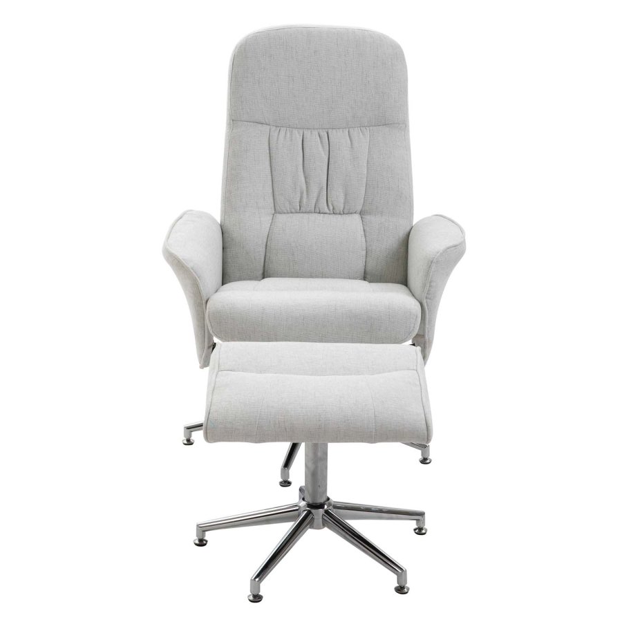 VENTURE DESIGN Rolf recliner lnestol, m. fodskammel - gr polyester og krom metal