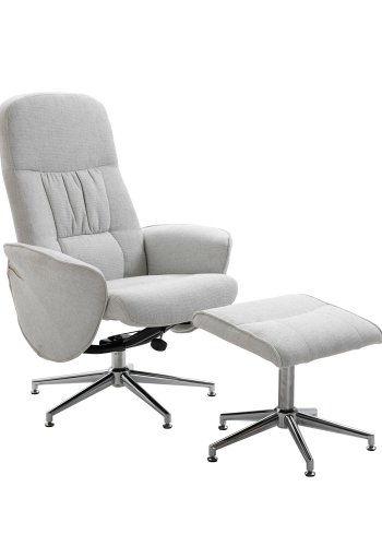 VENTURE DESIGN Rolf recliner lnestol, m. fodskammel - gr polyester og krom metal