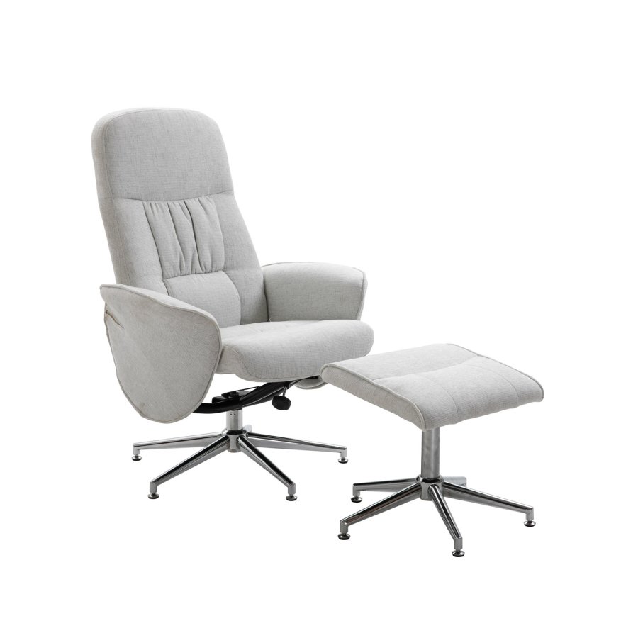 VENTURE DESIGN Rolf recliner lnestol, m. fodskammel - gr polyester og krom metal