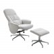 VENTURE DESIGN Rolf recliner lnestol, m. fodskammel - gr polyester og krom metal