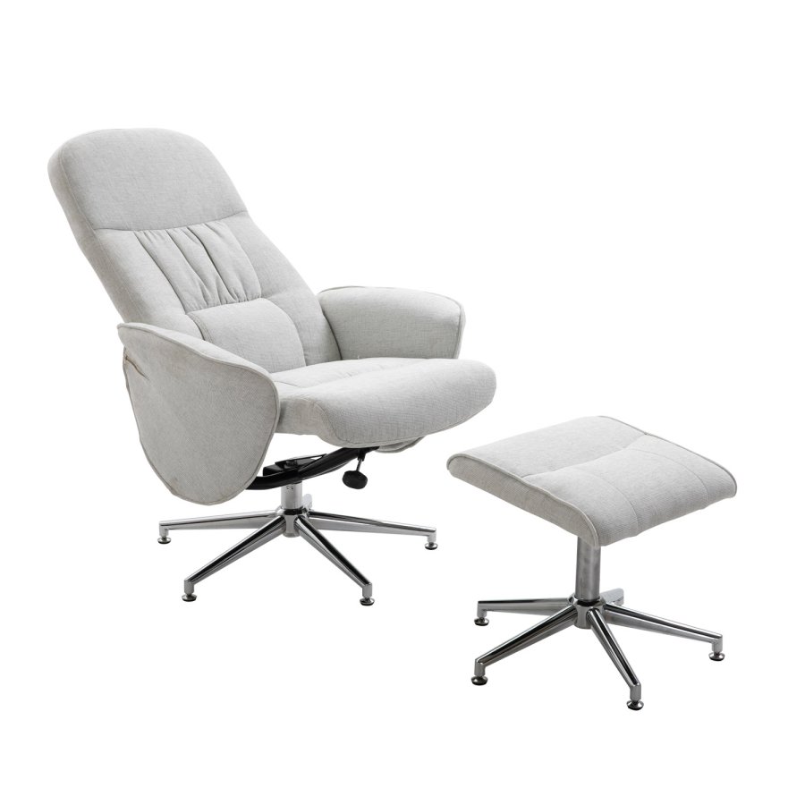 VENTURE DESIGN Rolf recliner lnestol, m. fodskammel - gr polyester og krom metal