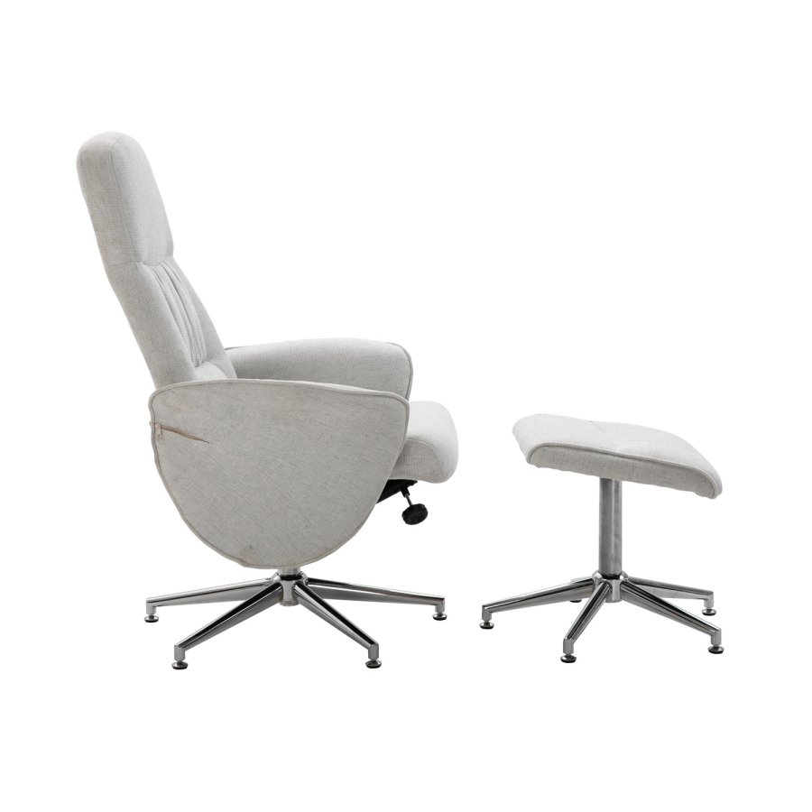 VENTURE DESIGN Rolf recliner lnestol, m. fodskammel - gr polyester og krom metal