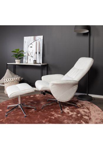 VENTURE DESIGN Rolf recliner lnestol, m. fodskammel - gr polyester og krom metal