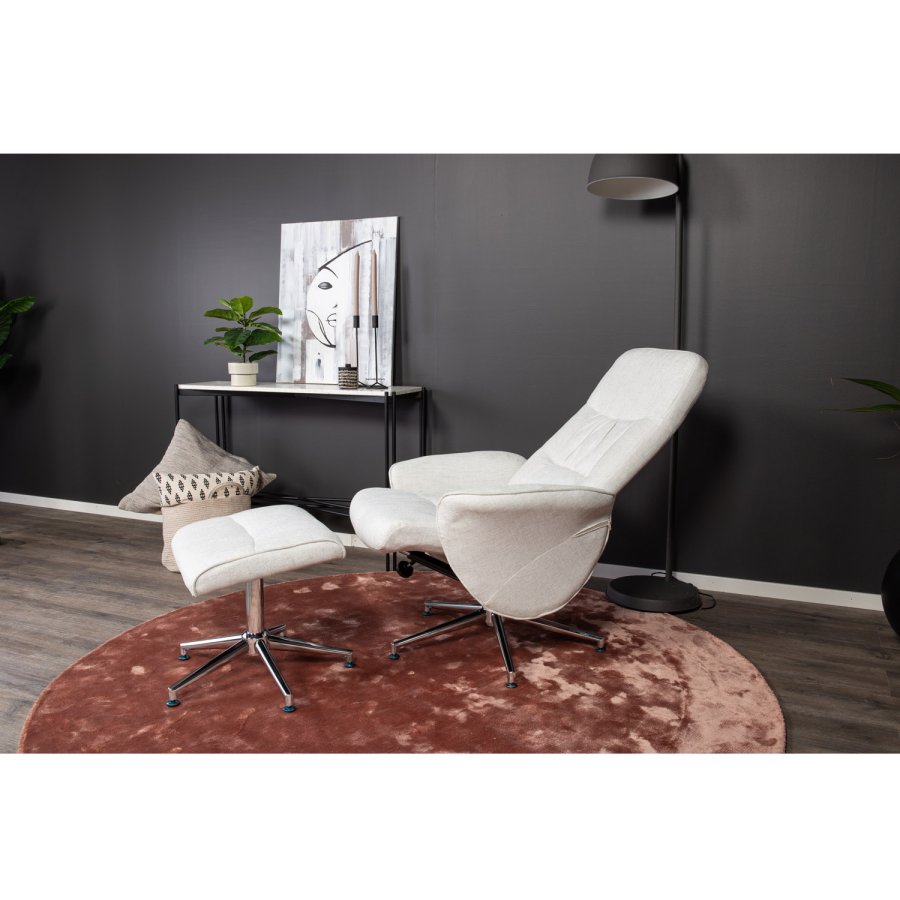 VENTURE DESIGN Rolf recliner lnestol, m. fodskammel - gr polyester og krom metal