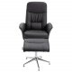 VENTURE DESIGN Rolf recliner lnestol, m. fodskammel - sort PU og krom metal