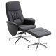VENTURE DESIGN Rolf recliner lnestol, m. fodskammel - sort PU og krom metal