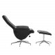 VENTURE DESIGN Rolf recliner lnestol, m. fodskammel - sort PU og krom metal