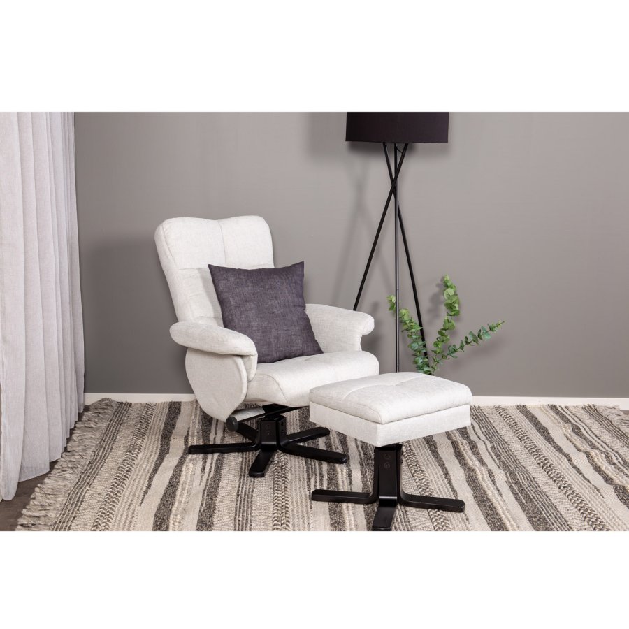 VENTURE DESIGN Sven recliner lnestol m. fodskammel - gr stof og sort metal