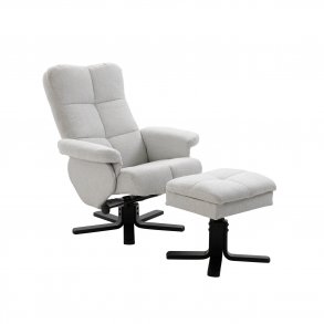 VENTURE DESIGN Sven recliner lnestol m. fodskammel - gr stof og sort metal