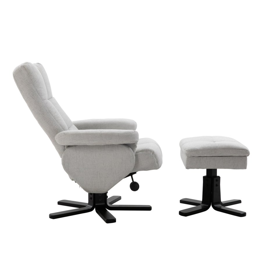 VENTURE DESIGN Sven recliner lnestol m. fodskammel - gr stof og sort metal