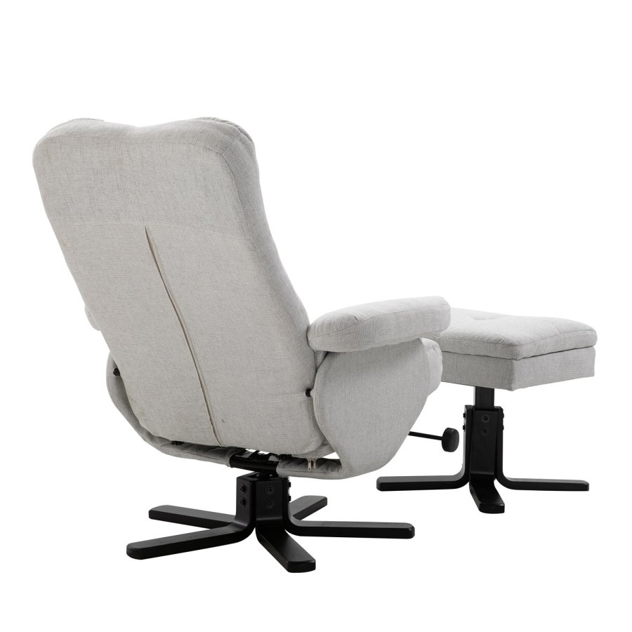 VENTURE DESIGN Sven recliner lnestol m. fodskammel - gr stof og sort metal