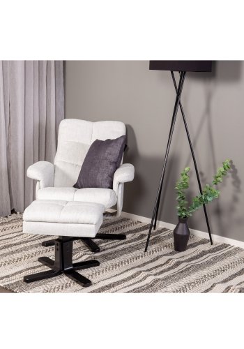 VENTURE DESIGN Sven recliner lnestol m. fodskammel - gr stof og sort metal