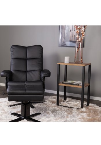 VENTURE DESIGN Sven recliner lnestol m. fodskammel - sort Pu og metal