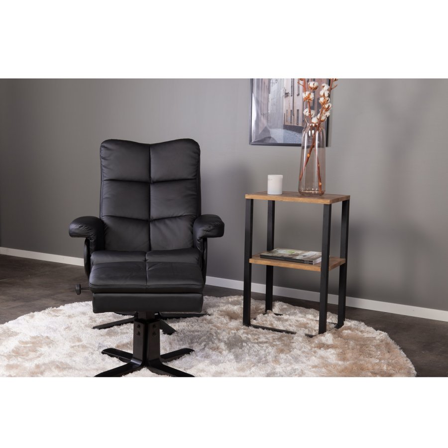 VENTURE DESIGN Sven recliner lnestol m. fodskammel - sort Pu og metal