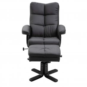 VENTURE DESIGN Sven recliner lnestol m. fodskammel - sort Pu og metal