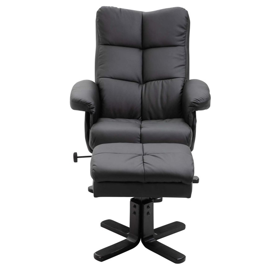 VENTURE DESIGN Sven recliner lnestol m. fodskammel - sort Pu og metal