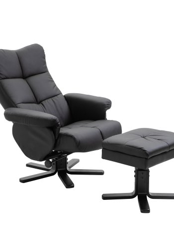 VENTURE DESIGN Sven recliner lnestol m. fodskammel - sort Pu og metal