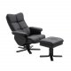 VENTURE DESIGN Sven recliner lnestol m. fodskammel - sort Pu og metal