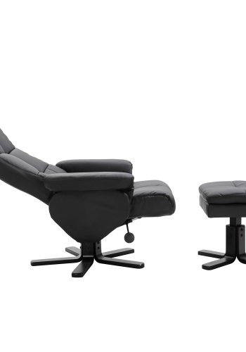 VENTURE DESIGN Sven recliner lnestol m. fodskammel - sort Pu og metal