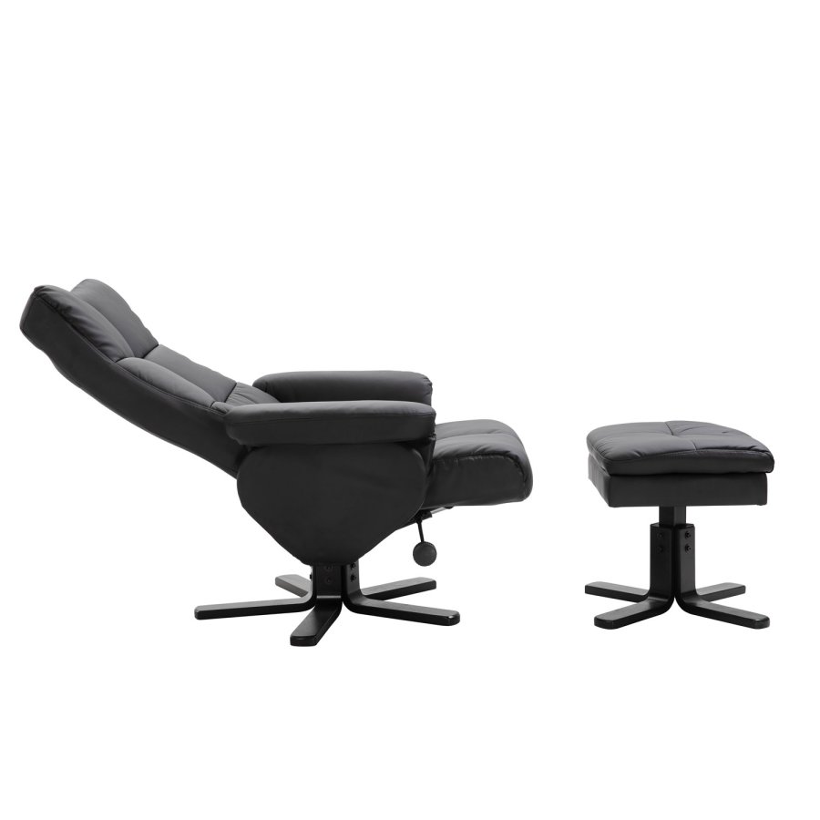 VENTURE DESIGN Sven recliner lnestol m. fodskammel - sort Pu og metal