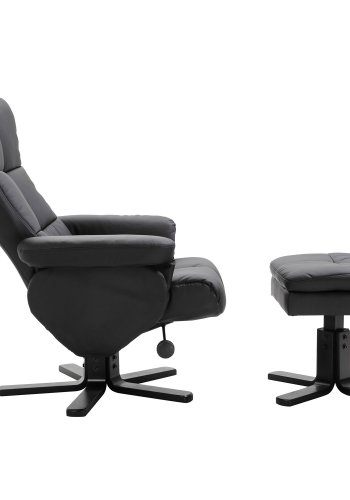 VENTURE DESIGN Sven recliner lnestol m. fodskammel - sort Pu og metal