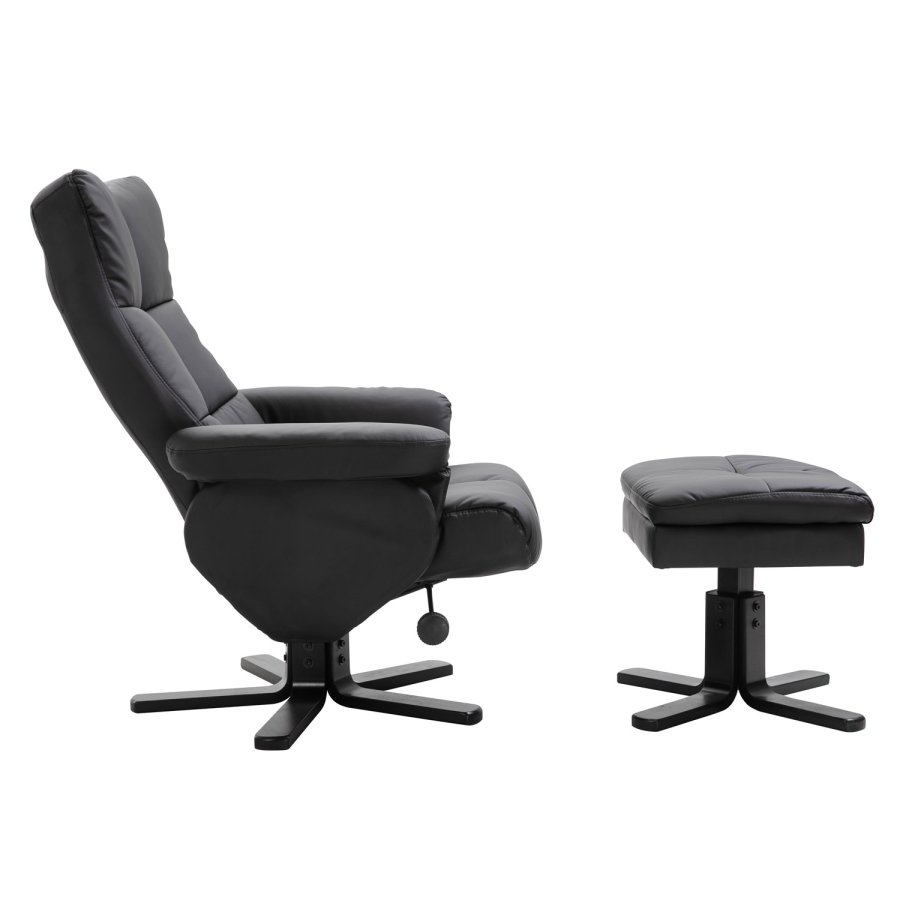 VENTURE DESIGN Sven recliner lnestol m. fodskammel - sort Pu og metal