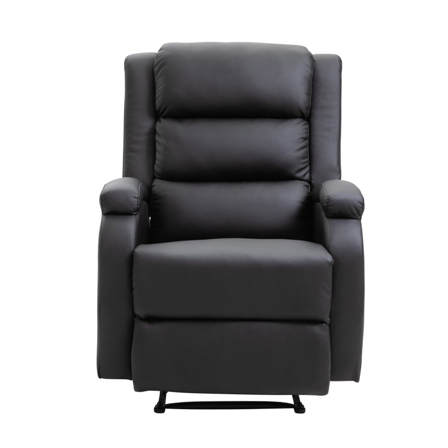 VENTURE DESIGN Bengt recliner lnestol, m. fodskammel - sort PU og metal