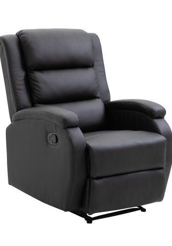 VENTURE DESIGN Bengt recliner lnestol, m. fodskammel - sort PU og metal