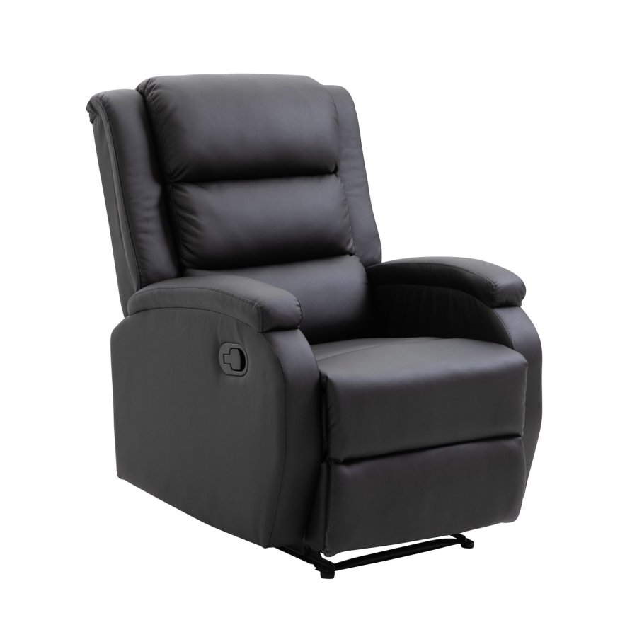 VENTURE DESIGN Bengt recliner lnestol, m. fodskammel - sort PU og metal
