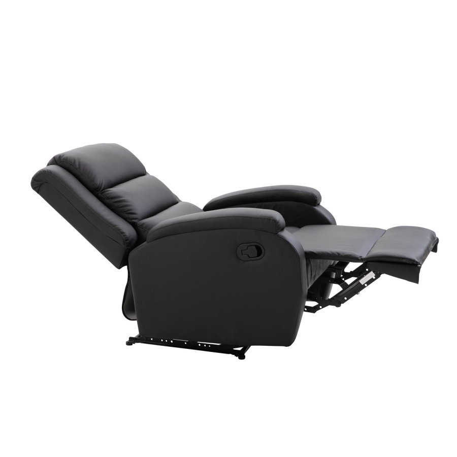 VENTURE DESIGN Bengt recliner lnestol, m. fodskammel - sort PU og metal