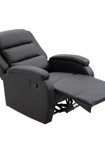 VENTURE DESIGN Bengt recliner lnestol, m. fodskammel - sort PU og metal