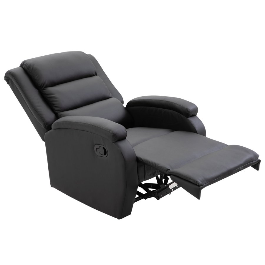 VENTURE DESIGN Bengt recliner lnestol, m. fodskammel - sort PU og metal