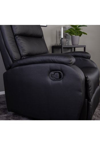 VENTURE DESIGN Bengt recliner lnestol, m. fodskammel - sort PU og metal