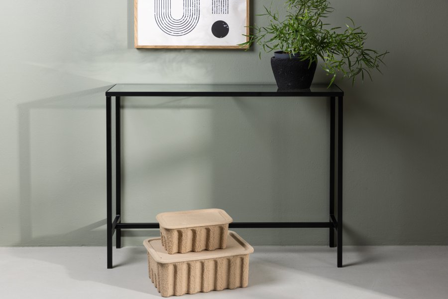 VENTURE DESIGN Dipp konsolbord, rektangulr - klar glas og sort stl (100x30)