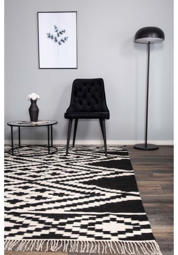 VENTURE DESIGN Indari gulvtppe - hvid og sort uld og bomuld (170x240) 