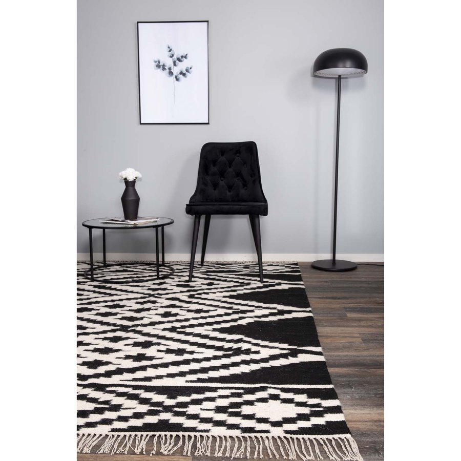 VENTURE DESIGN Indari gulvtppe - hvid og sort uld og bomuld (170x240) 