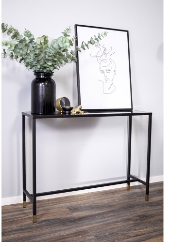 VENTURE DESIGN Dipp sidebord - sort glas og metal (100x30)