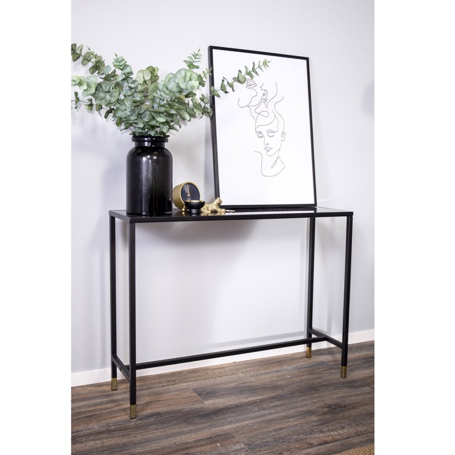 VENTURE DESIGN Dipp sidebord - sort glas og metal (100x30)