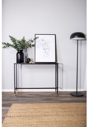 VENTURE DESIGN Dipp sidebord - sort glas og metal (100x30)