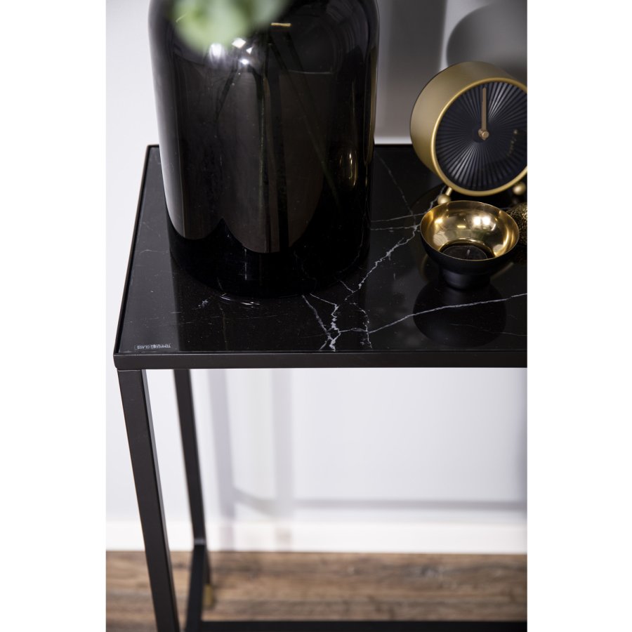 VENTURE DESIGN Dipp sidebord - sort glas og metal (100x30)