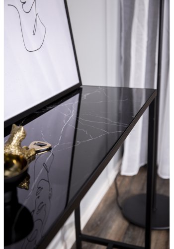 VENTURE DESIGN Dipp sidebord - sort glas og metal (100x30)